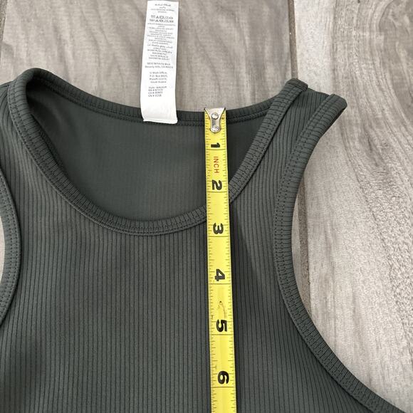 Alo Yoga Seamless Ribbed Green Dress Size Small Petite Racerback Pullover - Picture 6 of 9